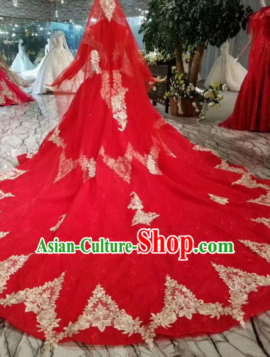 Top Grade Customize Red Full Dress Court Princess Waltz Dance Costume for Women
