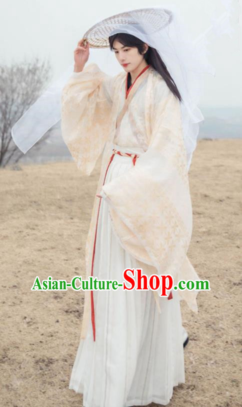 Asian Chinese Jin Dynasty Prince Historical Costume Ancient Nobility Childe Traditional Hanfu Clothing for Men