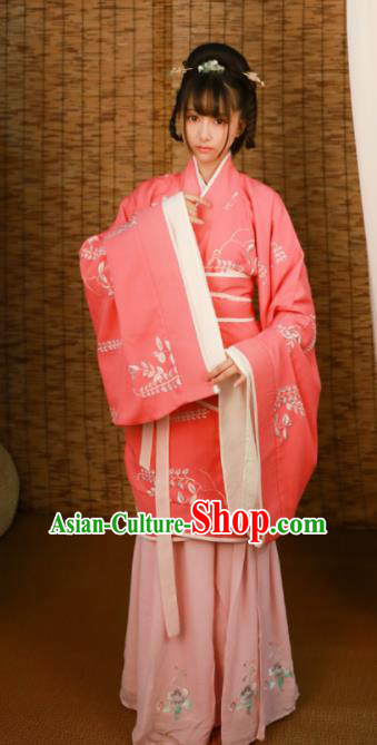 Traditional Chinese Han Dynasty Palace Princess Embroidered Hanfu Dress Ancient Drama Court Historical Costume for Women