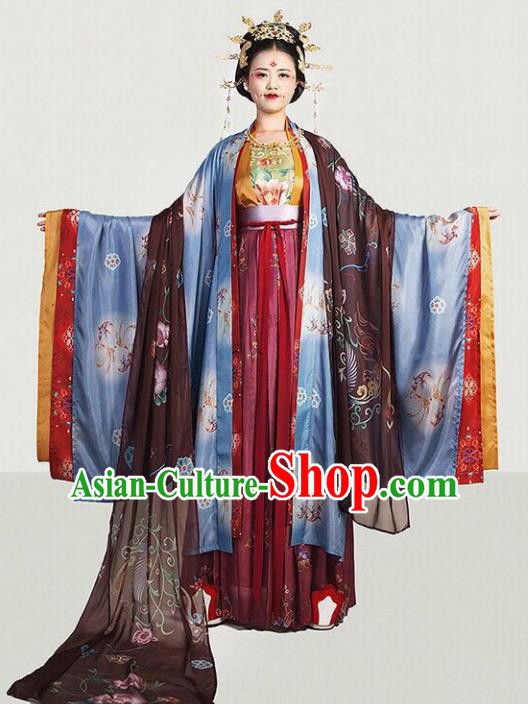 Traditional Chinese Tang Dynasty Queen Embroidered Hanfu Dress Ancient Drama Court Empress Historical Costume for Women