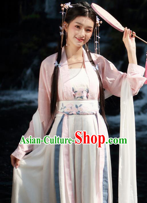Chinese Traditional Song Dynasty Young Lady Historical Costume Ancient Swordswoman Hanfu Dress for Women