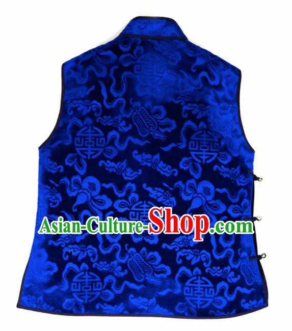 Chinese Traditional Handmade Royalblue Vest National Costume Upper Outer Garment for Women