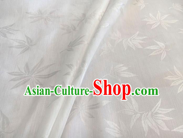 Asian Chinese Traditional Bamboo Leaf Pattern Design White Brocade Fabric Silk Fabric Chinese Fabric Asian Material