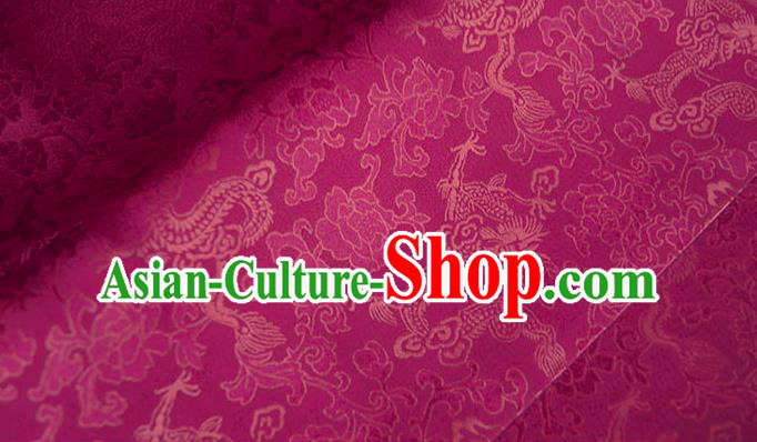 Asian Chinese Traditional Twine Dragon Pattern Design Rosy Brocade Fabric Silk Fabric Chinese Fabric Asian Material