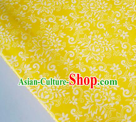 Asian Chinese Traditional Bauhinia Pattern Design Yellow Brocade Fabric Silk Fabric Chinese Fabric Asian Material