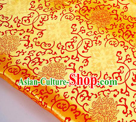 Asian Chinese Traditional Rich Lotus Pattern Design Golden Brocade Fabric Silk Fabric Chinese Fabric Asian Material