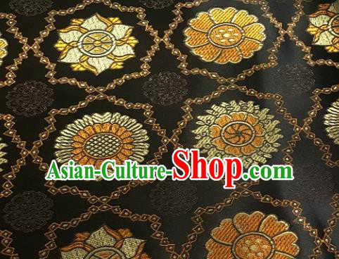 Asian Chinese Traditional Sunflowers Pattern Design Brown Brocade Fabric Silk Fabric Chinese Fabric Asian Material