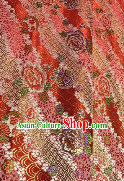 Asian Chinese Traditional Roses Pattern Design Red Brocade Fabric Silk Fabric Chinese Fabric Asian Material