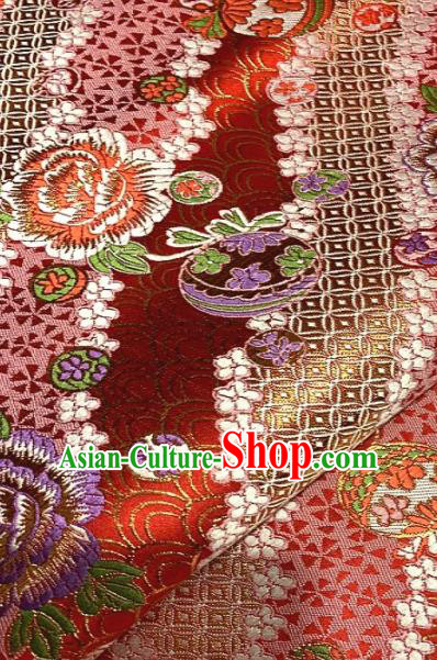 Asian Chinese Traditional Roses Pattern Design Red Brocade Fabric Silk Fabric Chinese Fabric Asian Material