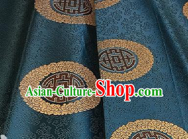 Asian Chinese Traditional Longevity Pattern Design Peacock Blue Brocade Fabric Silk Fabric Chinese Fabric Asian Material