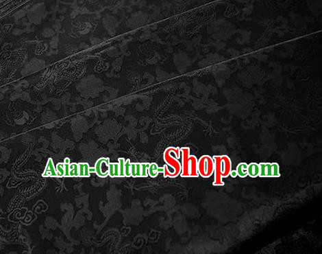 Asian Chinese Traditional Twine Dragon Pattern Design Black Brocade Fabric Silk Fabric Chinese Fabric Asian Material