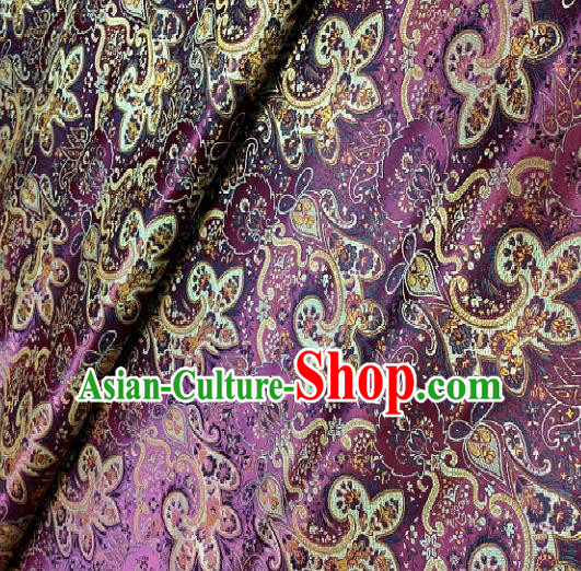 Asian Chinese Traditional Paddy Flowers Pattern Design Purple Brocade Fabric Silk Fabric Chinese Fabric Asian Material