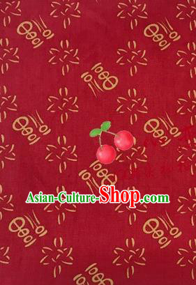 Asian Chinese Traditional Lucky Character Pattern Design Tibetan Robe Red Brocade Fabric Silk Fabric Chinese Fabric Asian Material