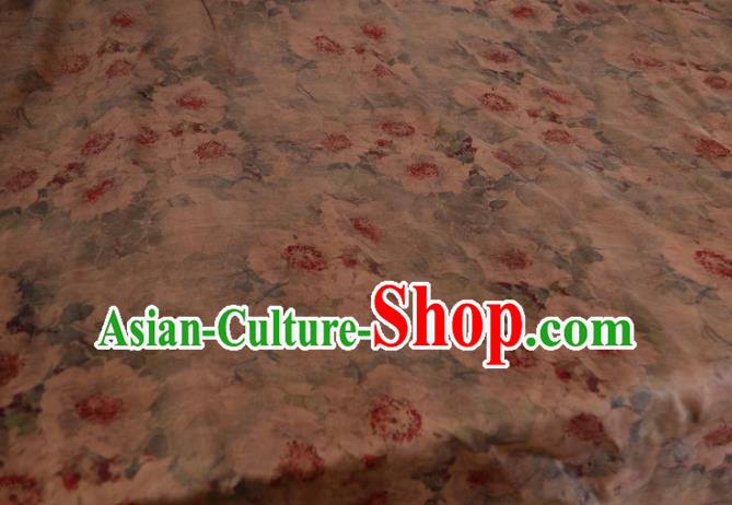 Chinese Traditional Camellia Pattern Design Satin Watered Gauze Brocade Fabric Asian Silk Fabric Material