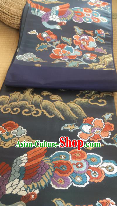 Chinese Traditional Embroidered Peony Pattern Design Champagne Brocade Fabric Asian Silk Fabric Chinese Fabric Material