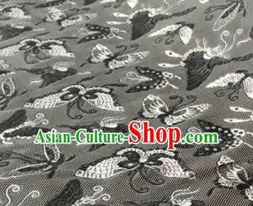 Chinese Traditional Butterfly Pattern Design Grey Brocade Fabric Asian Silk Fabric Chinese Fabric Material