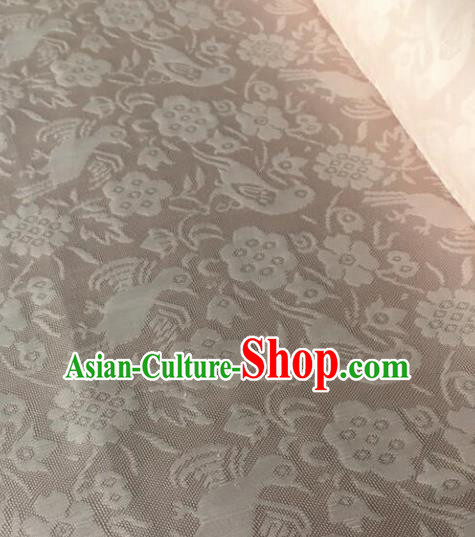Chinese Traditional Flower Bird Pattern Design Light Brown Brocade Fabric Asian Silk Fabric Chinese Fabric Material