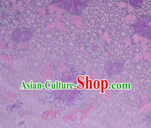 Chinese Classical Chrysanthemum Pattern Design Purple Brocade Asian Traditional Hanfu Silk Fabric Tang Suit Fabric Material
