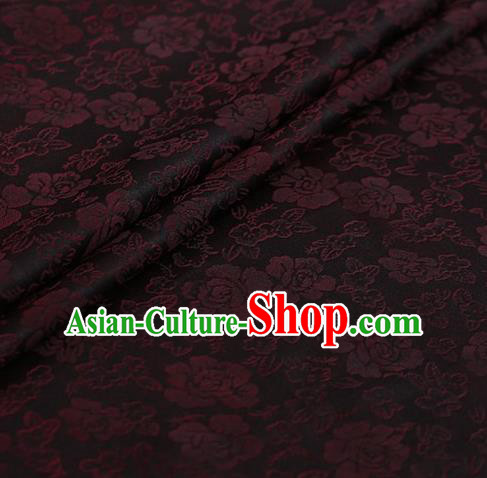 Chinese Traditional Roses Pattern Design Brown Satin Watered Gauze Brocade Fabric Asian Silk Fabric Material