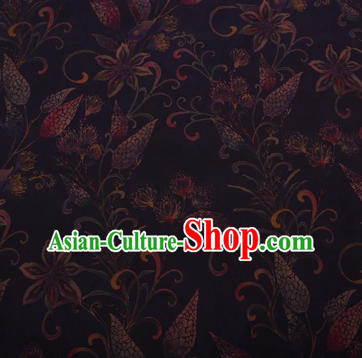 Traditional Chinese Satin Classical Panicle Pattern Design Purple Watered Gauze Brocade Fabric Asian Silk Fabric Material