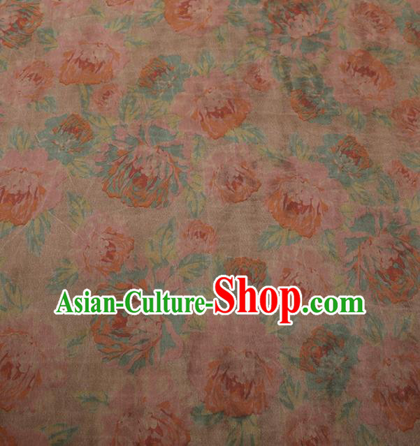 Traditional Chinese Satin Classical Pattern Design Pink Watered Gauze Brocade Fabric Asian Silk Fabric Material