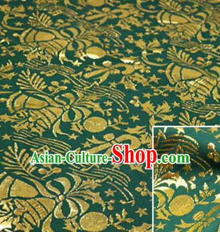 Chinese Classical Pattern Design Deep Green Brocade Asian Traditional Hanfu Silk Fabric Tang Suit Fabric Material