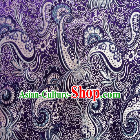 Chinese Classical Charonia Pattern Design Purple Brocade Asian Traditional Hanfu Silk Fabric Tang Suit Fabric Material