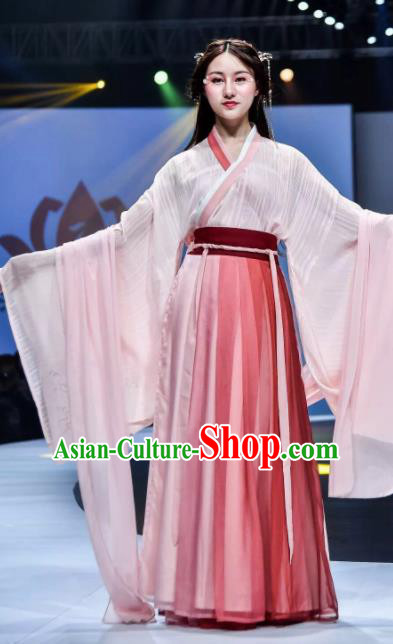 Traditional Chinese Jin Dynasty Princess Embroidered Hanfu Dress Ancient Drama Peri Historical Costume for Women