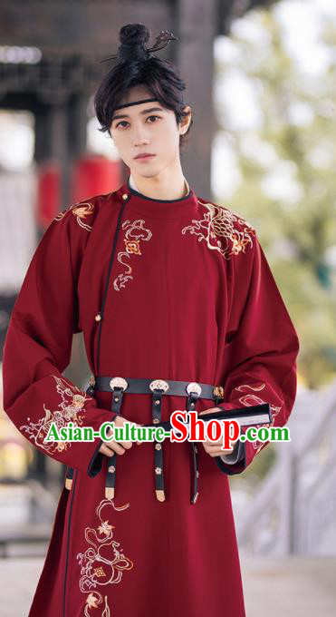 Traditional Chinese Tang Dynasty Imperial Bodyguard Embroidered Hanfu Robe Ancient Drama Swordsman Historical Costume for Men