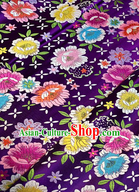 Chinese Classical Flowers Pattern Design Purple Brocade Asian Traditional Hanfu Silk Fabric Tang Suit Fabric Material