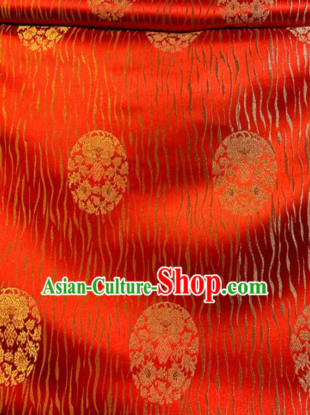 Chinese Classical Round Chrysanthemum Pattern Design Red Brocade Asian Traditional Cheongsam Silk Fabric Tang Suit Fabric Material