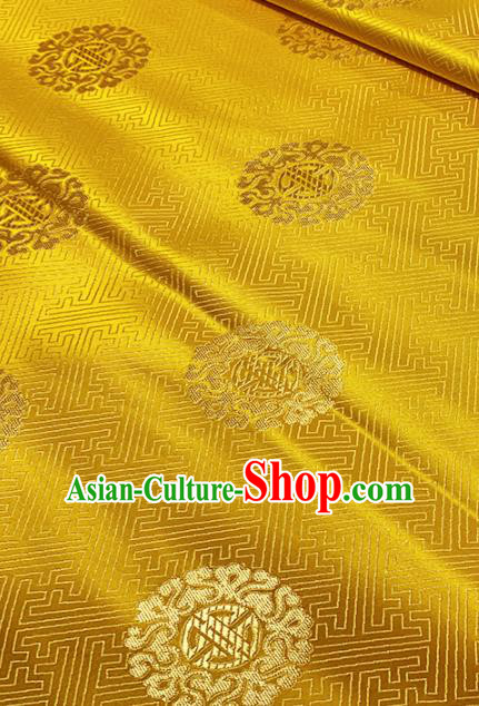 Chinese Classical Round Pattern Design Golden Brocade Asian Traditional Cheongsam Silk Fabric Tang Suit Fabric Material
