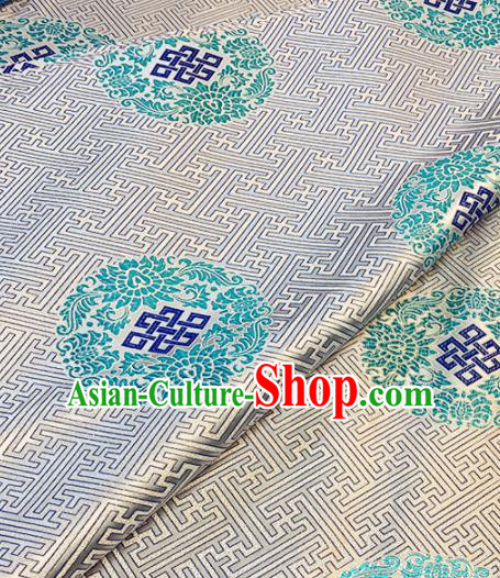 Chinese Classical Buddhism Lotus Pattern Design White Brocade Drapery Asian Traditional Tang Suit Silk Fabric Material