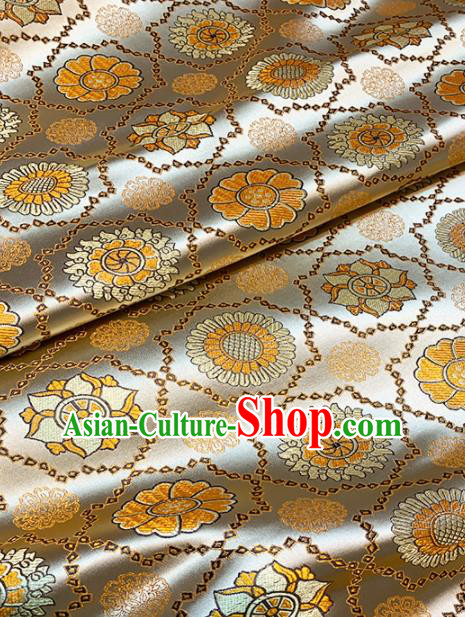 Chinese Classical Galsang Flower Pattern Design Golden Brocade Drapery Asian Traditional Tang Suit Silk Fabric Material