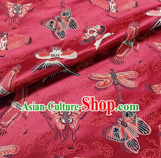 Traditional Chinese Classical Kites Pattern Design Fabric Red Brocade Tang Suit Satin Drapery Asian Silk Material