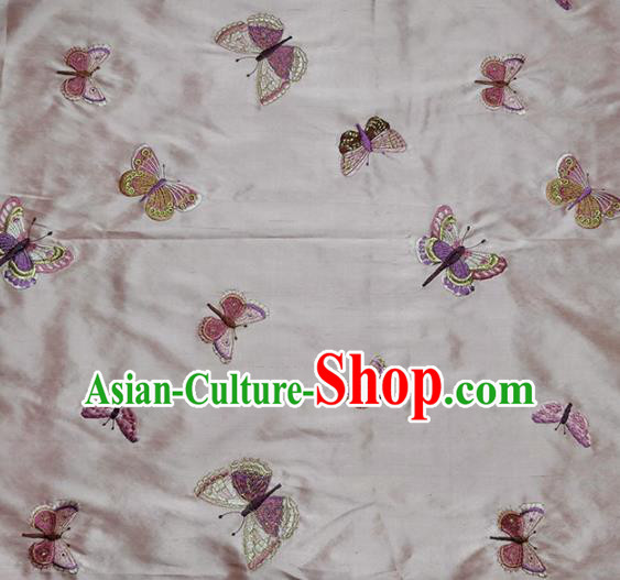 Traditional Chinese Classical Butterfly Pattern Design Fabric Pink Brocade Tang Suit Satin Drapery Asian Silk Material