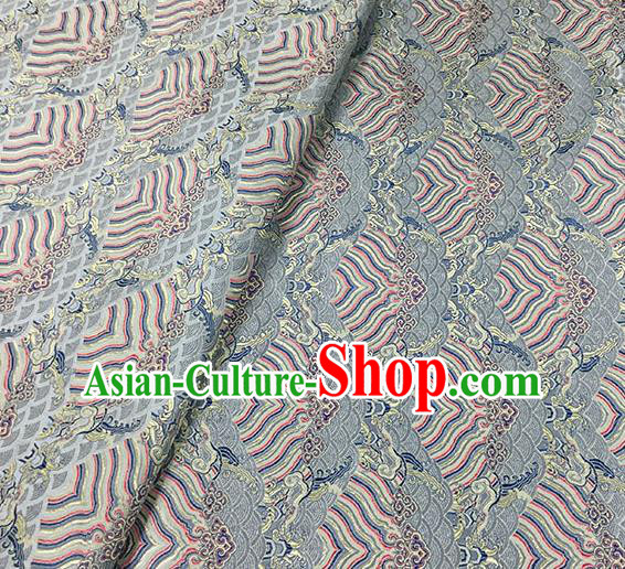 Traditional Chinese Classical Waves Pattern Design Fabric Grey Brocade Tang Suit Satin Drapery Asian Silk Material
