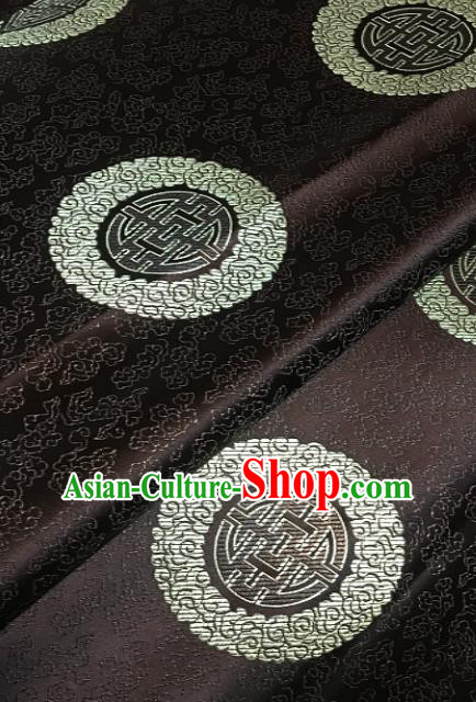 Traditional Chinese Longevity Pattern Design Brown Brocade Classical Satin Drapery Asian Tang Suit Silk Fabric Material