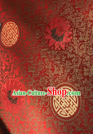 Traditional Chinese Classical Pattern Design Red Brocade Satin Drapery Asian Tang Suit Silk Fabric Material