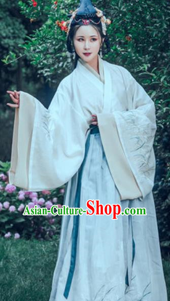 Traditional Chinese Jin Dynasty Embroidered Hanfu Dress Ancient Drama Imperial Consort Historical Costume for Women