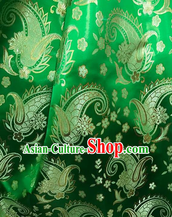Asian Chinese Cheongsam Green Satin Classical Dragon Scales Pattern Design Brocade Fabric Traditional Drapery Silk Material