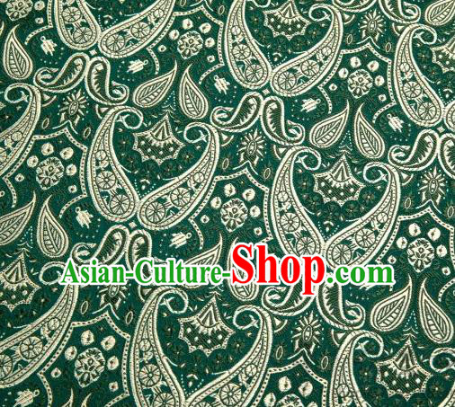 Asian Chinese Fabric Atrovirens Satin Classical Loguat Pattern Design Brocade Traditional Drapery Silk Material