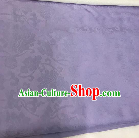 Chinese Tang Suit Purple Brocade Classical Lotus Pattern Design Satin Fabric Asian Traditional Drapery Silk Material