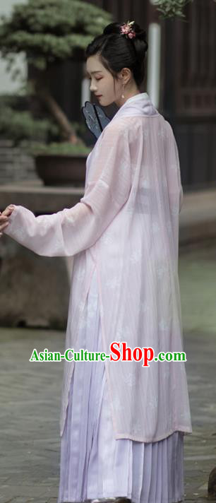 Asian Chinese Ancient Young Mistress Embroidered Hanfu Dress Traditional Song Dynasty Historical Costume for Women