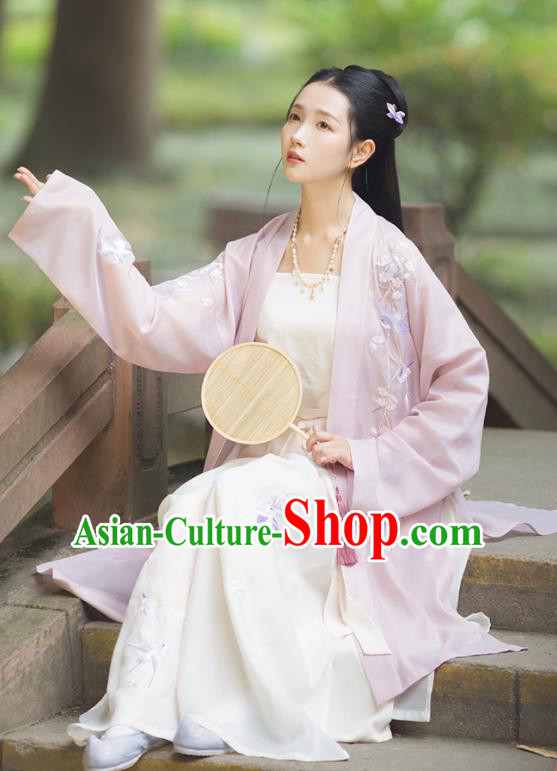 Asian Chinese Ancient Nobility Lady Embroidered Hanfu Dress Traditional Song Dynasty Historical Costume for Women