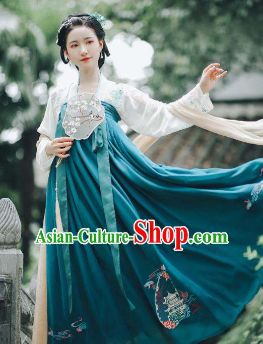 Asian Chinese Ancient Court Embroidered Hanfu Dress Traditional Tang Dynasty Royal Princess Historical Costume for Women
