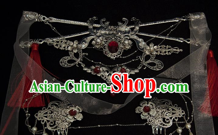 Chinese Traditional Hanfu Hair Crown Hairpins Ancient Princess Hair Accessories Complete Set for Women