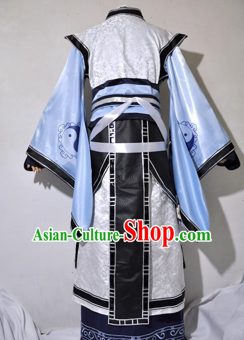 Chinese Traditional Cosplay Taoist Priest Young Knight Costume Ancient Swordsman Hanfu Clothing for Men