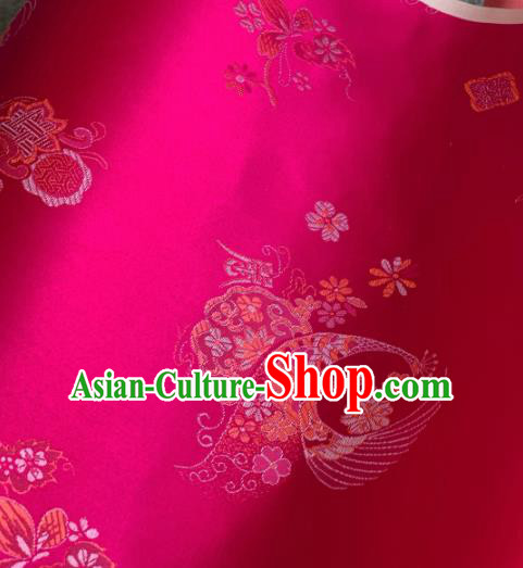 Traditional Chinese Rosy Satin Classical Pattern Design Brocade Fabric Asian Silk Fabric Material