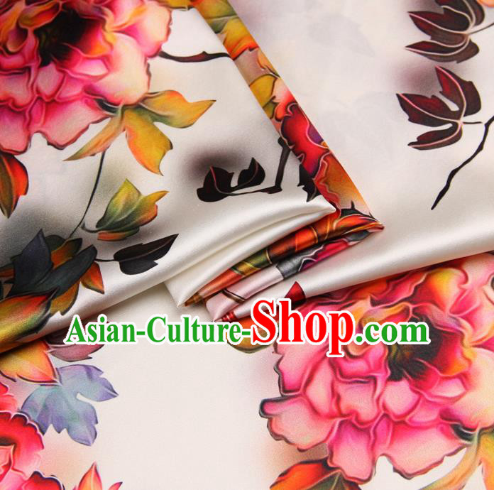 Chinese Traditional Classical Peony Pattern Brocade Damask Asian Satin Drapery Silk Fabric